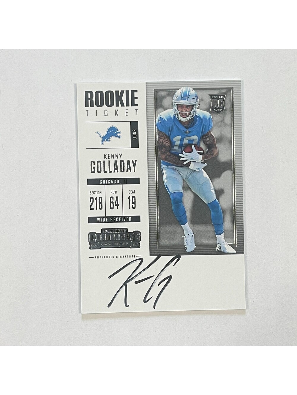 2017 Panini Contenders Rookie Ticket #339 Kenny Golladay Auto Lions Card